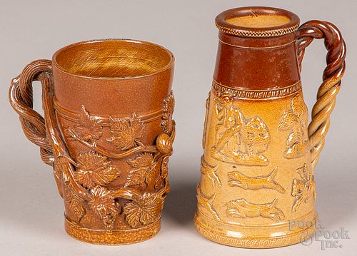 Two English stoneware mugs, 19th c.