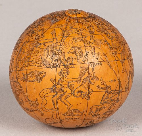 Finely carved celestial gourd globe, 19th c.