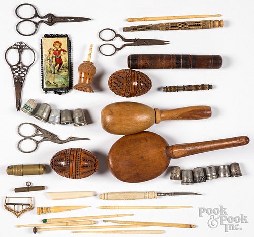 Group of sewing accessories, 19th and 20th c.