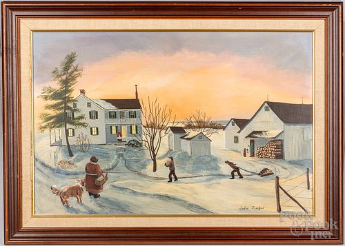 Oil on artist board winter landscape