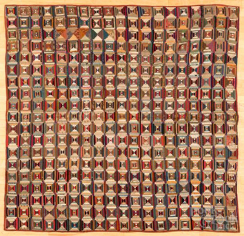 Pennsylvania log cabin quilt, mid to late 19th c.