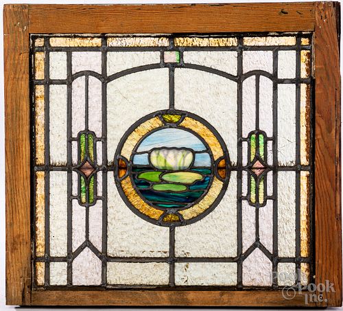 Two leaded glass windows, ca. 1900