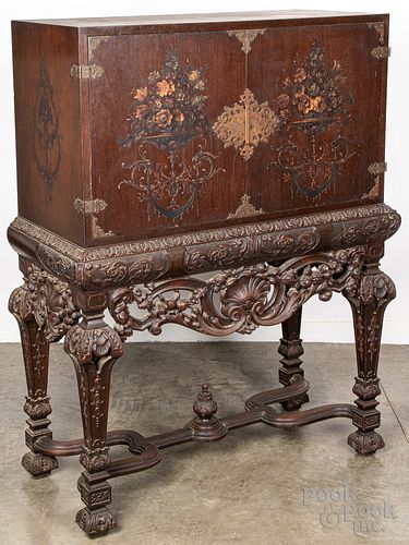 Asian carved and painted cabinet