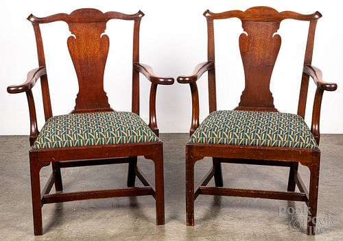 Pair of George III mahogany dining chairs