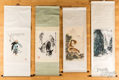 Four Chinese and Japanese scrolls