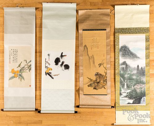 Four Chinese and Japanese scrolls