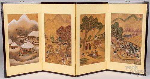 Oriental folding screen and misc. items