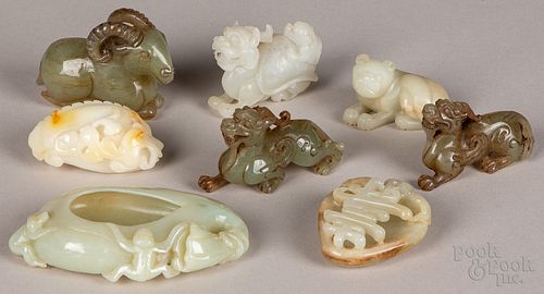 Eight pieces of Chinese carved jade