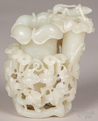 Chinese carved jade double vase