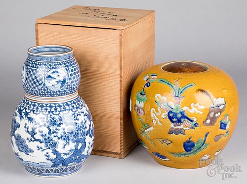 Chinese porcelain double gourd vase and ginger jar