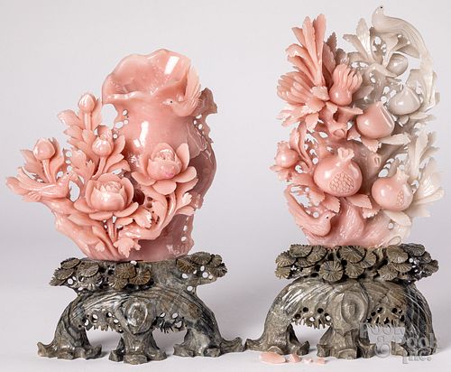 Two large Chinese carved quartz sculptures
