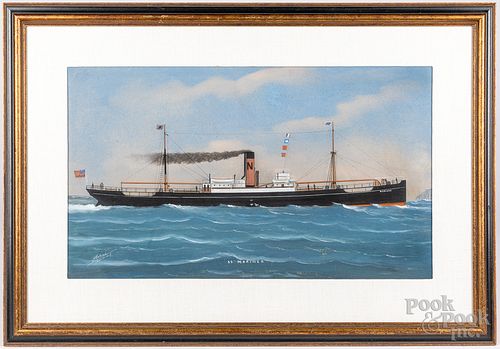 Italian watercolor ship portrait