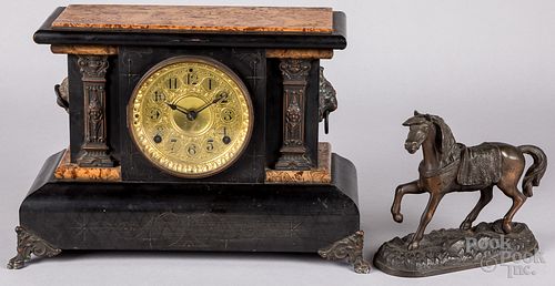 Seth Thomas faux marble mantel clock, late 19th c.