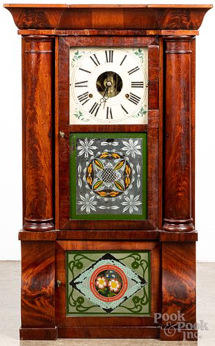 Birge & Fuller mahogany triple decker shelf clock