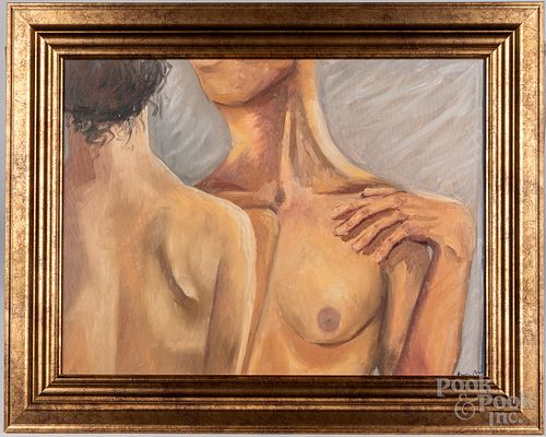 Contemporary oil on canvas of a nude woman