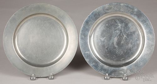 Two Philadelphia pewter plates, 18th c.