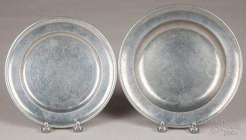 Two Connecticut pewter plates, 18th c.