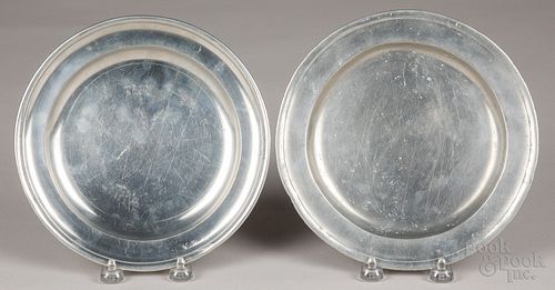 Two pewter plates, 18th c.