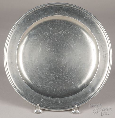 Boston pewter charger, ca. 1800