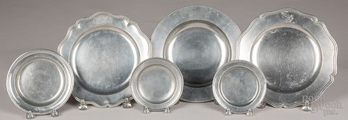 Six pewter plates, 18th/19th c.