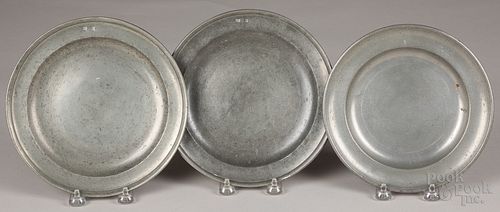 Three pewter plates