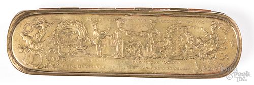 Dutch embossed brass tobacco box, 18th c.