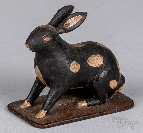 Carved and painted rabbit, 19th c.