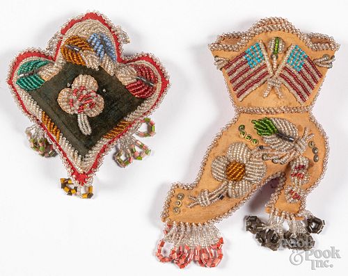 Two Iroquois Native American Indian pin cushions