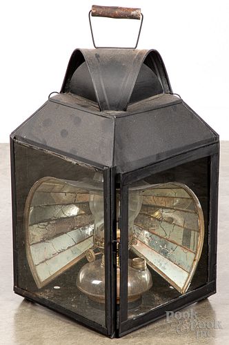 Early tin triangular lantern, 19th c.