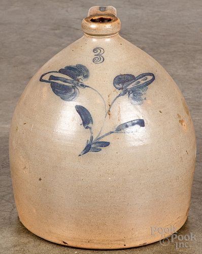 Three gallon stoneware jug, 19th c.