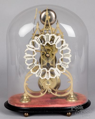 Brass skeleton clock with dome