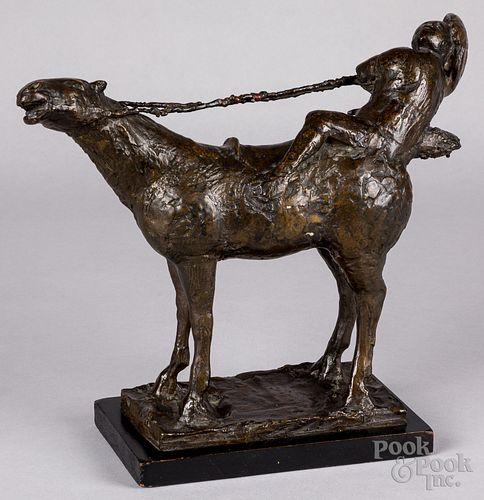 Bruno Lucchesi bronze of a horse and rider