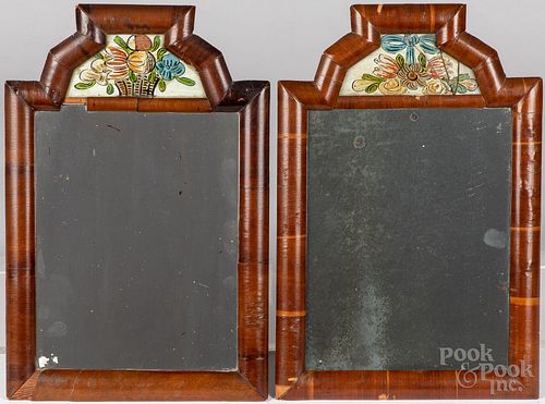 Pair of mahogany courting mirrors, 19th c.