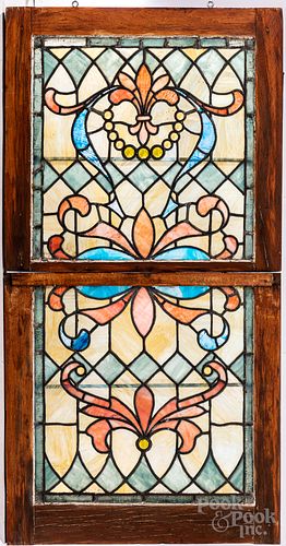 Set of four leaded glass windows, ca. 1900