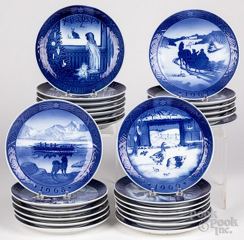 Twenty-five Royal Copenhagen Christmas plates
