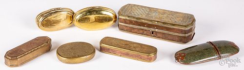Six Dutch brass snuff boxes, 18th and 19th c.