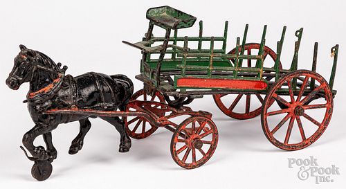 Pratt & Letchworth cast horse drawn dray wagon