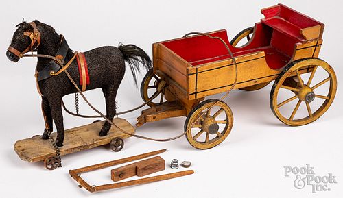 Composition and wood horse drawn wagon