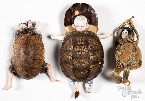 Two turtle shell dolls, 19th c.