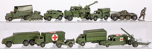 Twelve Dinky Toys military vehicles