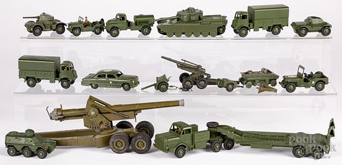 Sixteen Dinky Toys military vehicles