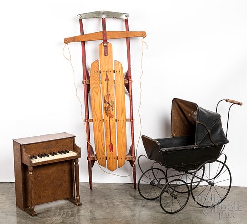 Victorian baby buggy, 19th c., and misc. items