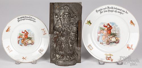 Two German porcelain Christmas plates