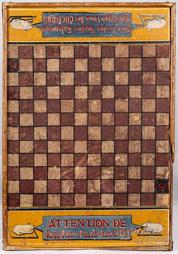 French painted pine gameboard, ca. 1900