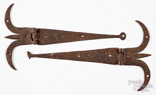 Pair of Pennsylvania wrought iron hinges, 19th c.