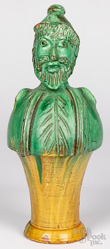 Continental earthenware figural bottle, 19th c.