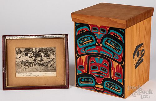 Northwest Coast Indian painted cedar box