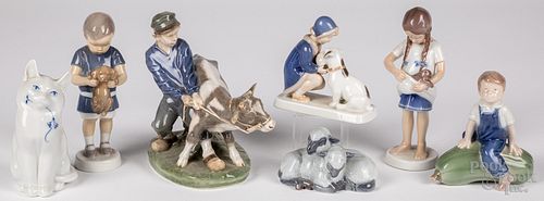 Seven Danish porcelain figures, 20th c.