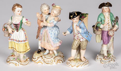 Four Meissen porcelain figures, 19th c.