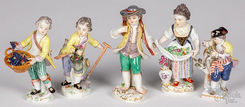 Five Meissen porcelain figures, 19th/20th c.